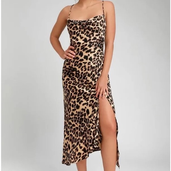 Astr Dresses & Skirts - Leopard Print Cowl Strappy Dress - ASTR the Label Size Small